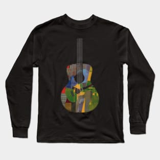 Guitar inception - Minimalist Abstract Art Patchwork Collage Long Sleeve T-Shirt